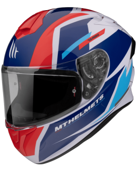 MT Helmets Casco integral Targo Pro - Blanco Azul Rojo