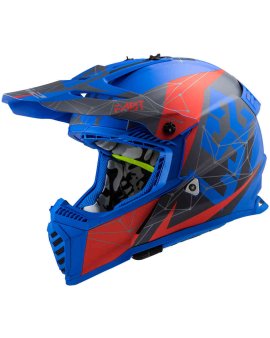 CASCO LS2 MX437 FAST EVO AZUL ROJO MATE