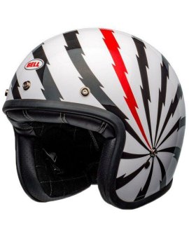 CASCO MOTO BELL JET CUSTOM 500 BLANCO NEGRO ROJO BRILLO