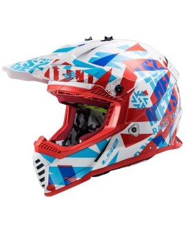 CASCO LS2 FAST MINI EVO BLANCO ROJO AZUL